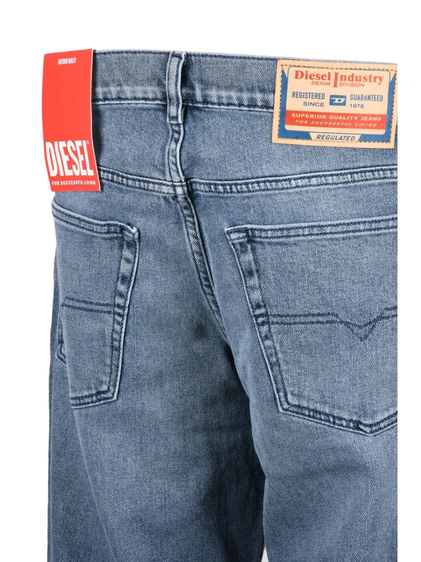 Diesel Blue Cotton-Blend Regular Jeans