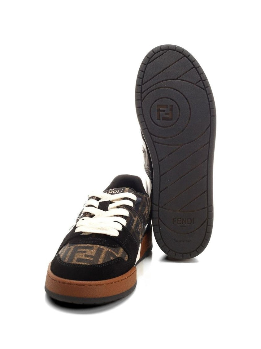Fendi Brown Low-Profile Monogram Suede Sneakers