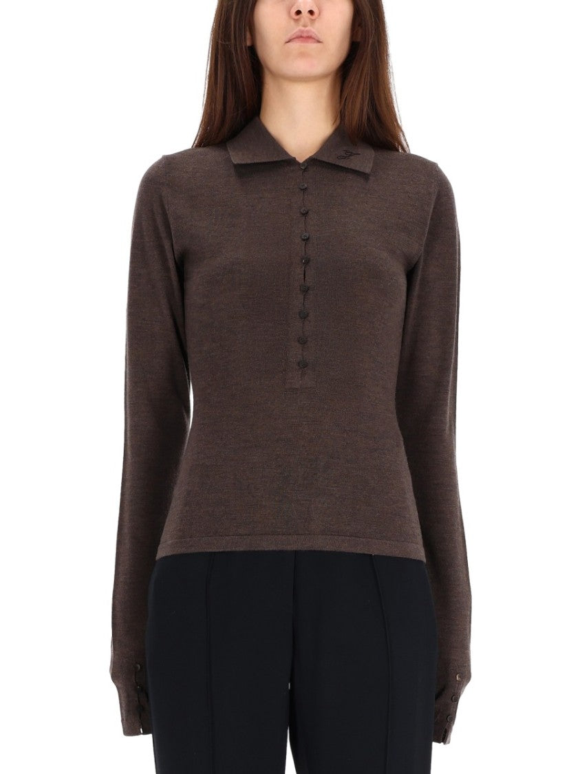 Jacquemus Brown Refined Knitted Polo Shirt