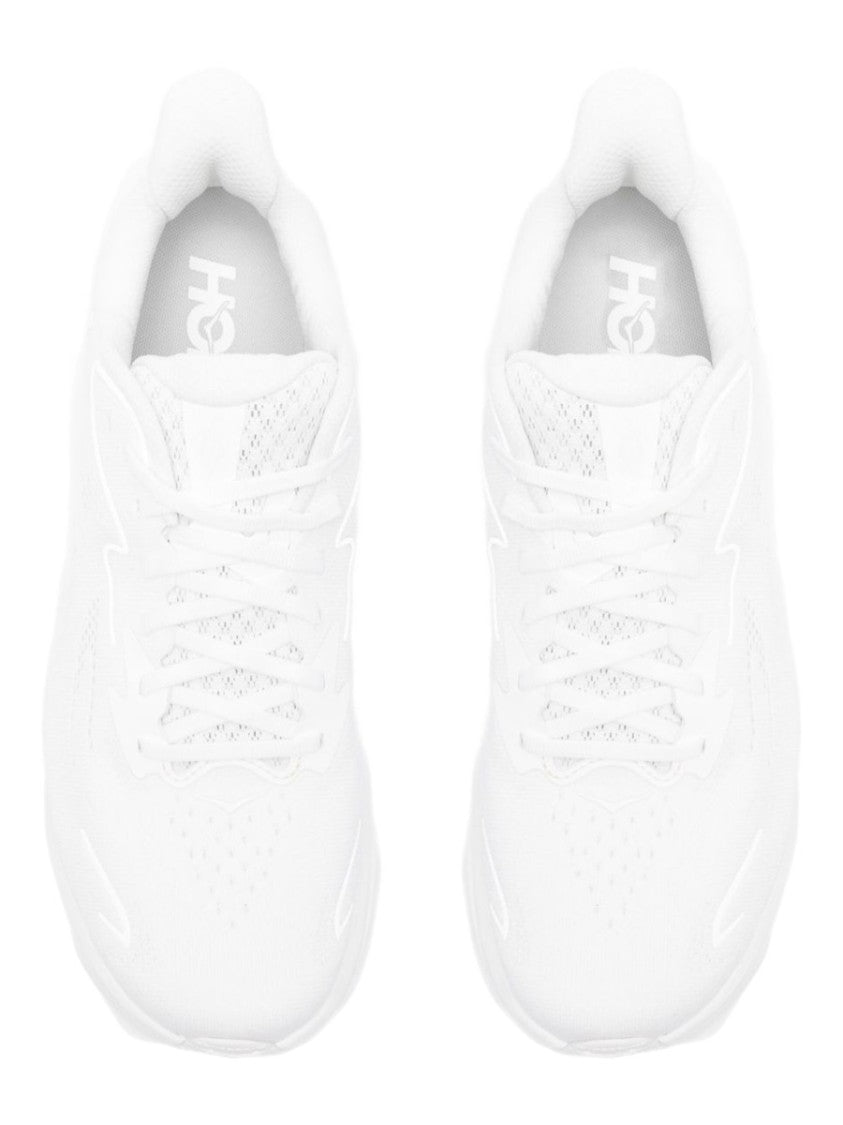 Hoka White Clifton 10 Mesh Sneakers