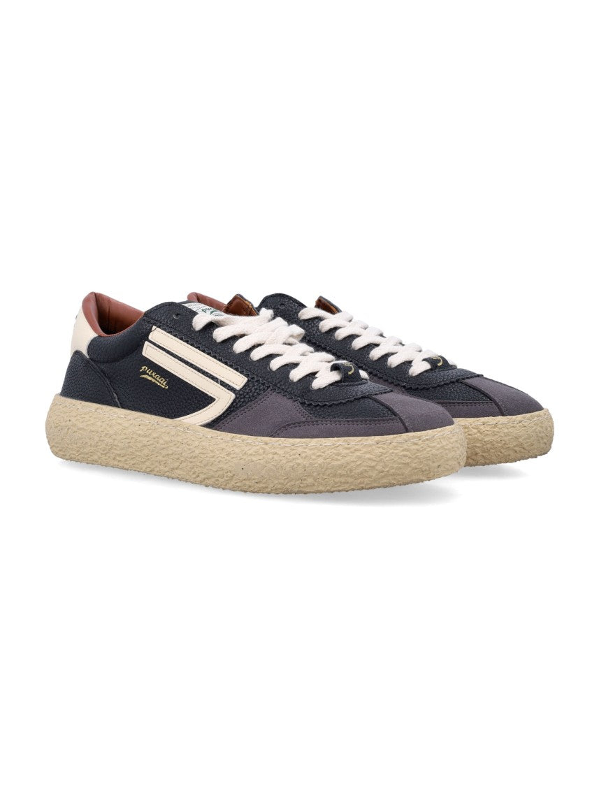 Puraai Vintage Suede Contrast Leather Sneakers