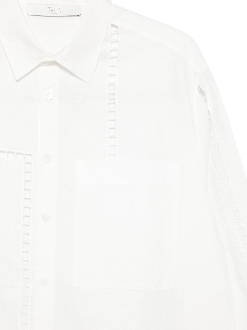 Tela White Mindy Relaxed Fit Cotton Shirt