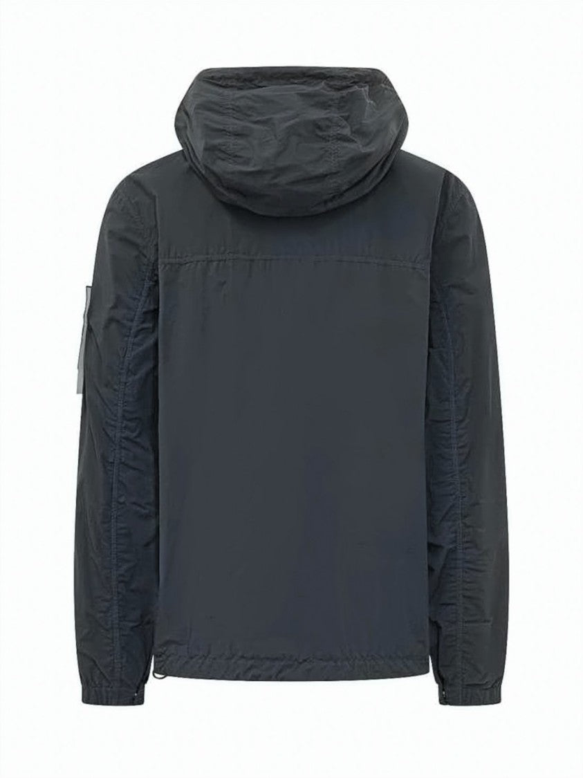 Stone Island Minimalist Black Polyamide Jacket With Hood
