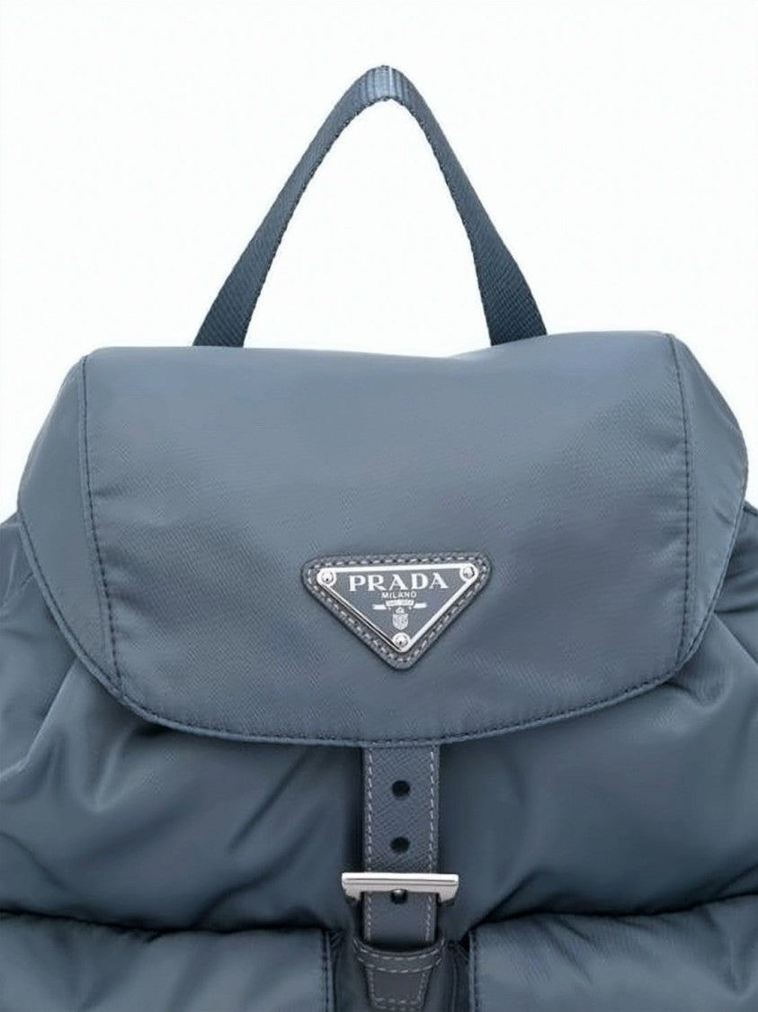 Prada Compact Blue Nylon Backpack