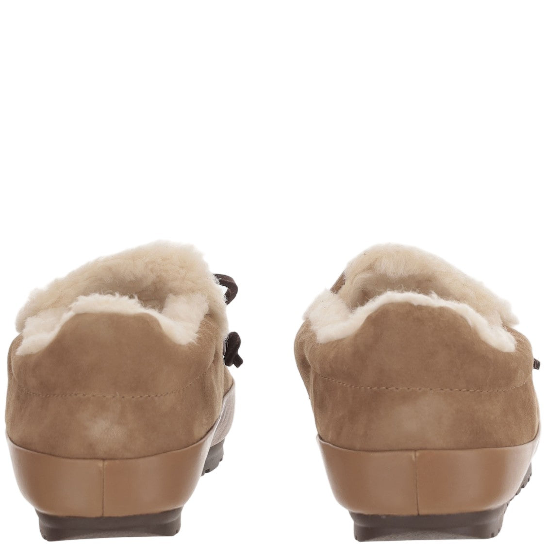 Ugg Beige Quill Bow Plush Lined Suede Loafers