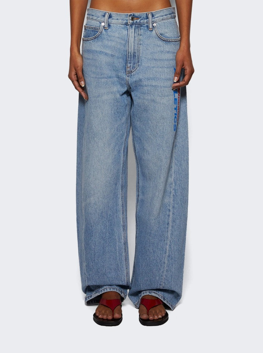 Alexander Wang Mesh Back Balloon Jean With Logo - Blue