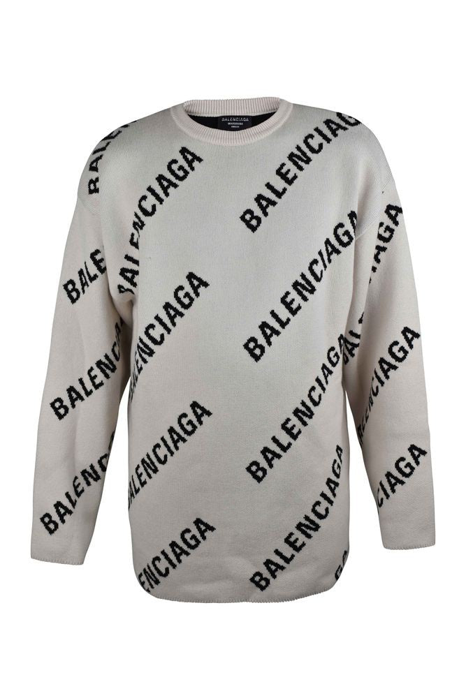 Balenciaga White Cotton Wool Sweater