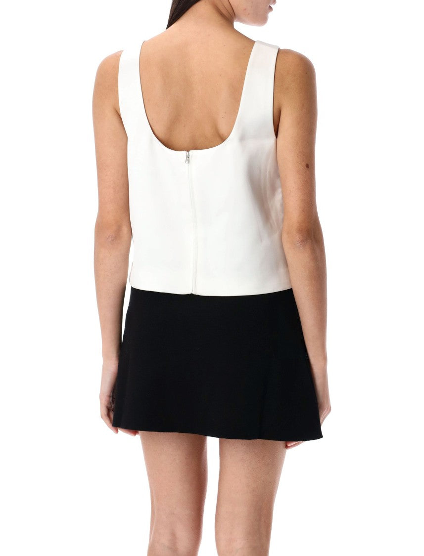 Self-Portrait White Bonded Satin Vest