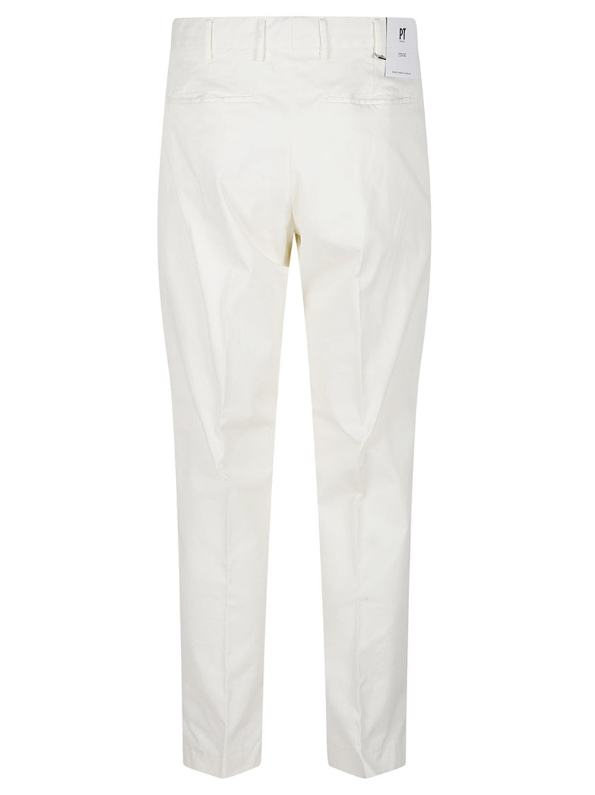 Pt Torino White Rebel Straight Leg Stretch Cotton Formal Pants