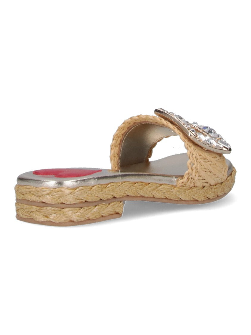 Roger Vivier Square-Toe Slide Sandals With Woven Strap