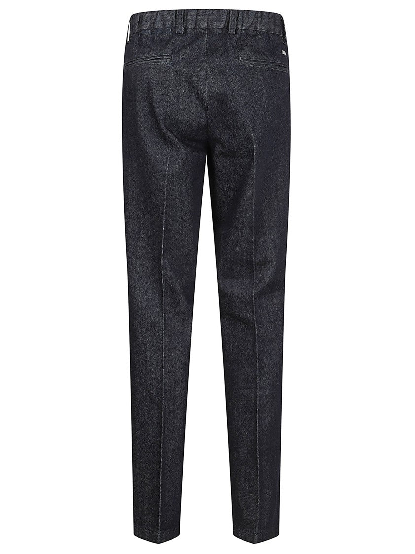 Herno Tailored Dark Denim Trousers With Adjustable Waist
