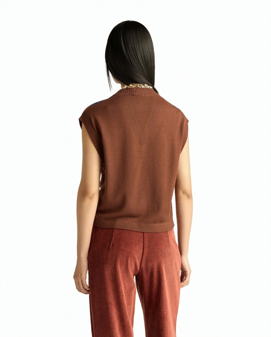 Momonì Argyle Intarsia Knit V-Neck Vest