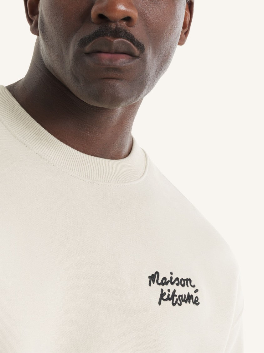 Maison Kitsuné Cream Chest Logo Cotton Sweatshirt