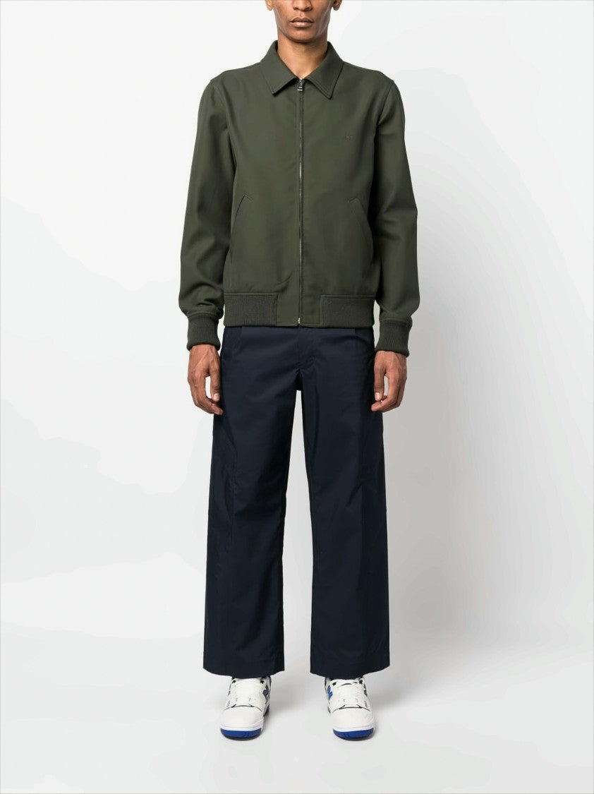 A.P.C. Green Bomber Jacket With Ribbed Details