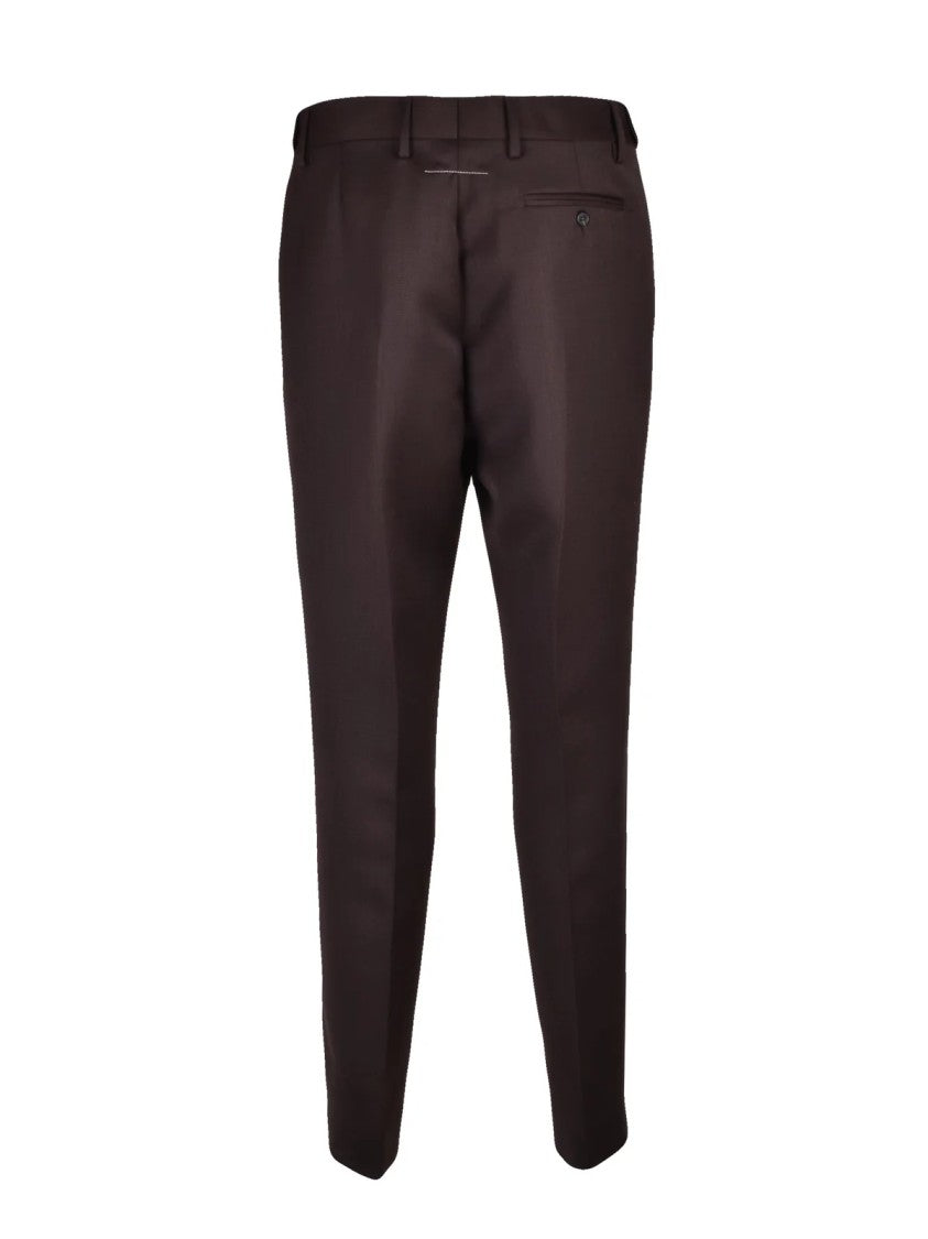 Mm6 By Maison Margiela Brown Virgin Wool-Blend Snap Formal Pants