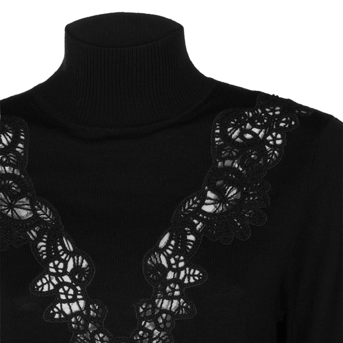 Zimmermann High Turtleneck Sweater With Lace Panel Detail