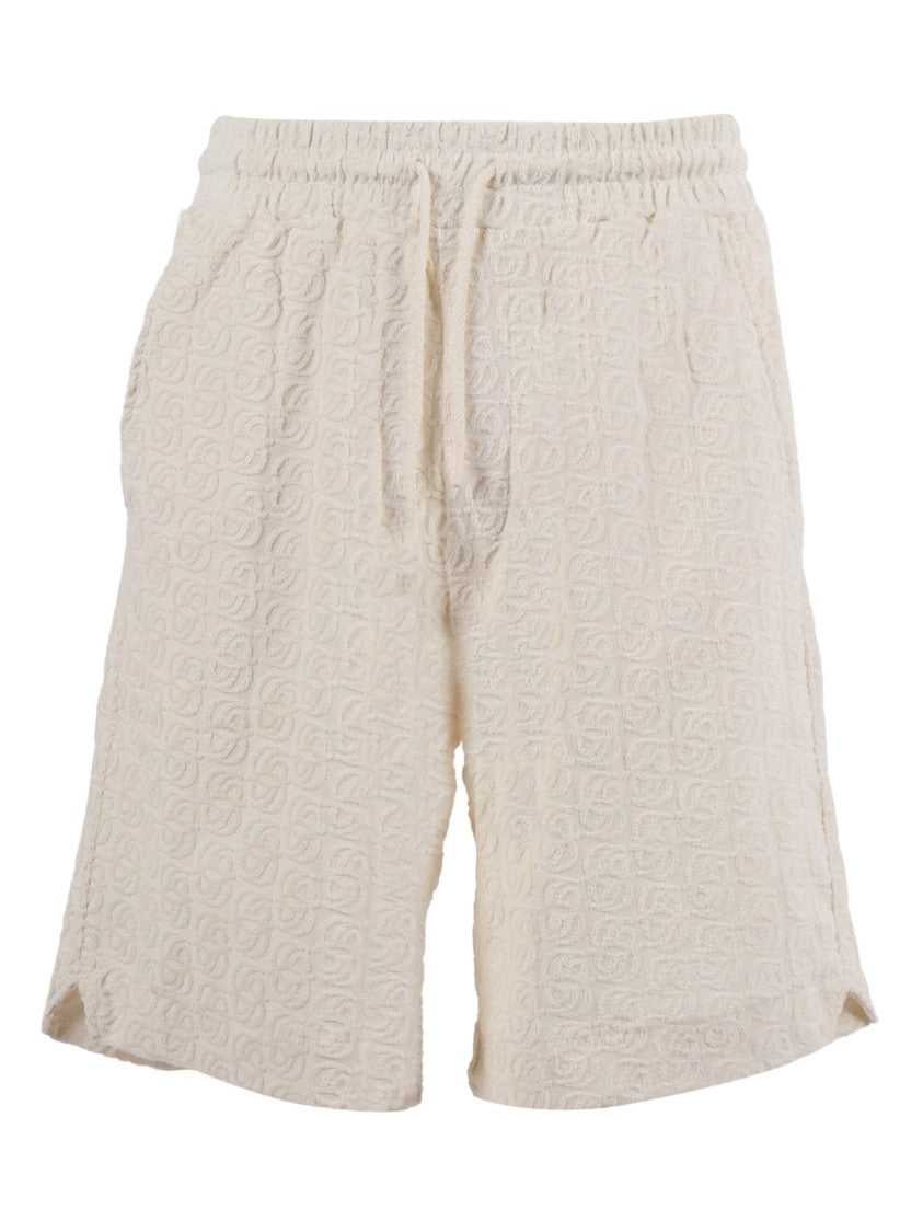 Drôle De Monsieur Off White Monogramme Textured Shorts