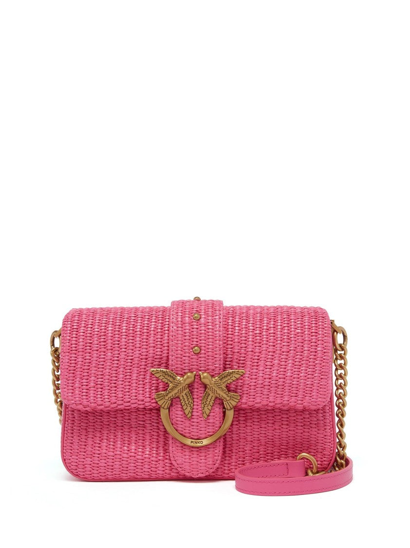 Pinko Crochet Woven Raffia Mini Love Bag