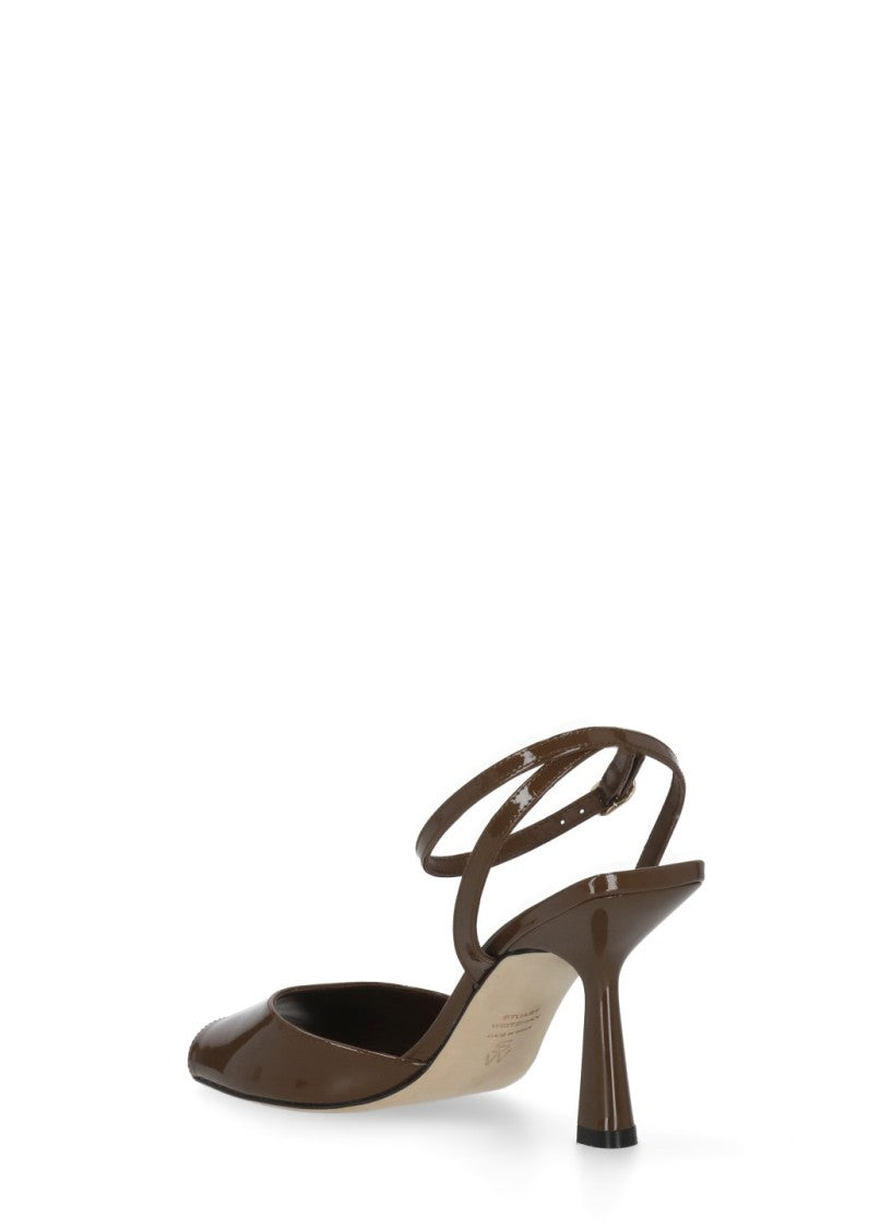 Stuart Weitzman Brown Val Sandal Polished Leather Sandals