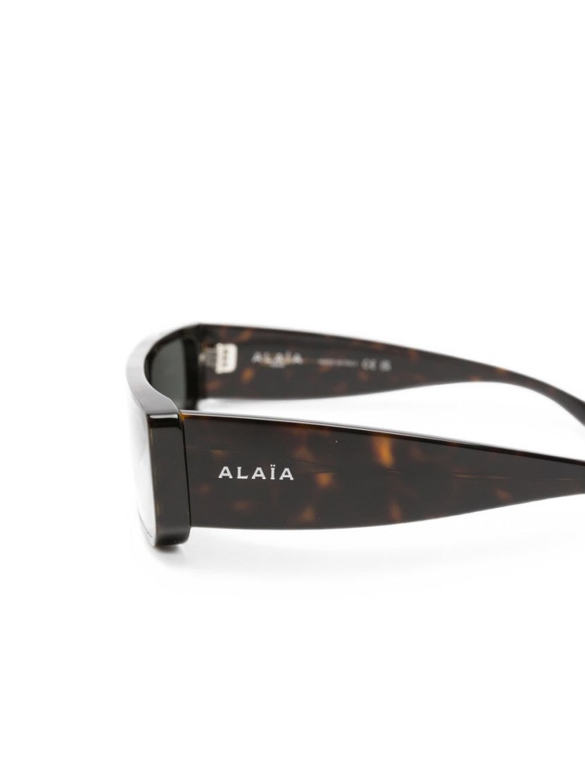 Alaïa Rectangular Tortoiseshell Slim Frame Sunglasses
