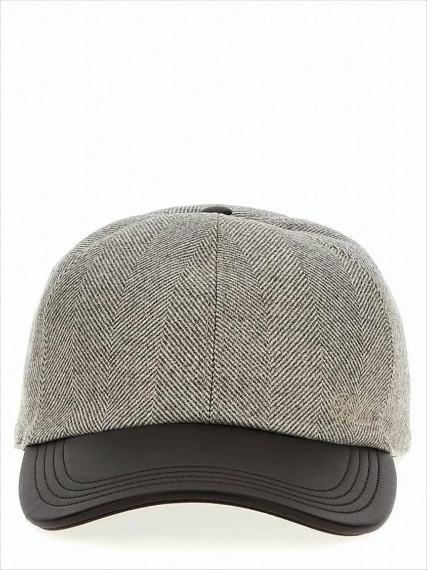 Berluti Textured Wool Cap With Calf Leather Brim