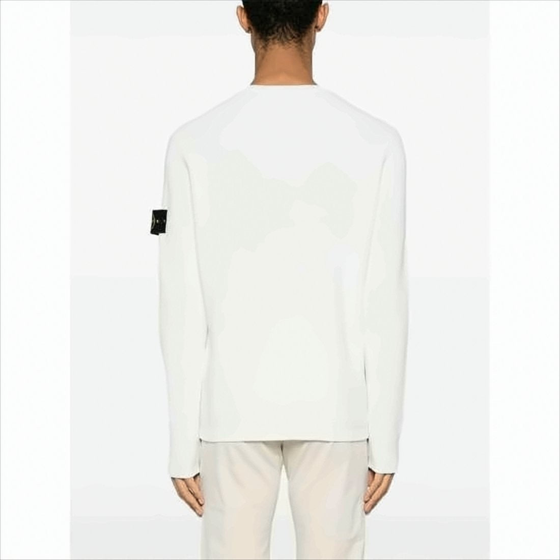 Stone Island Long Sleeve White Cotton Sweater