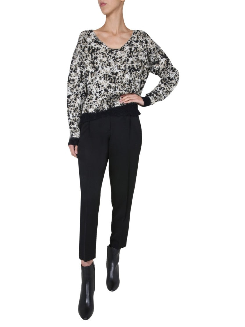 Saint Laurent Wide Neck Sweater With Textured Knit