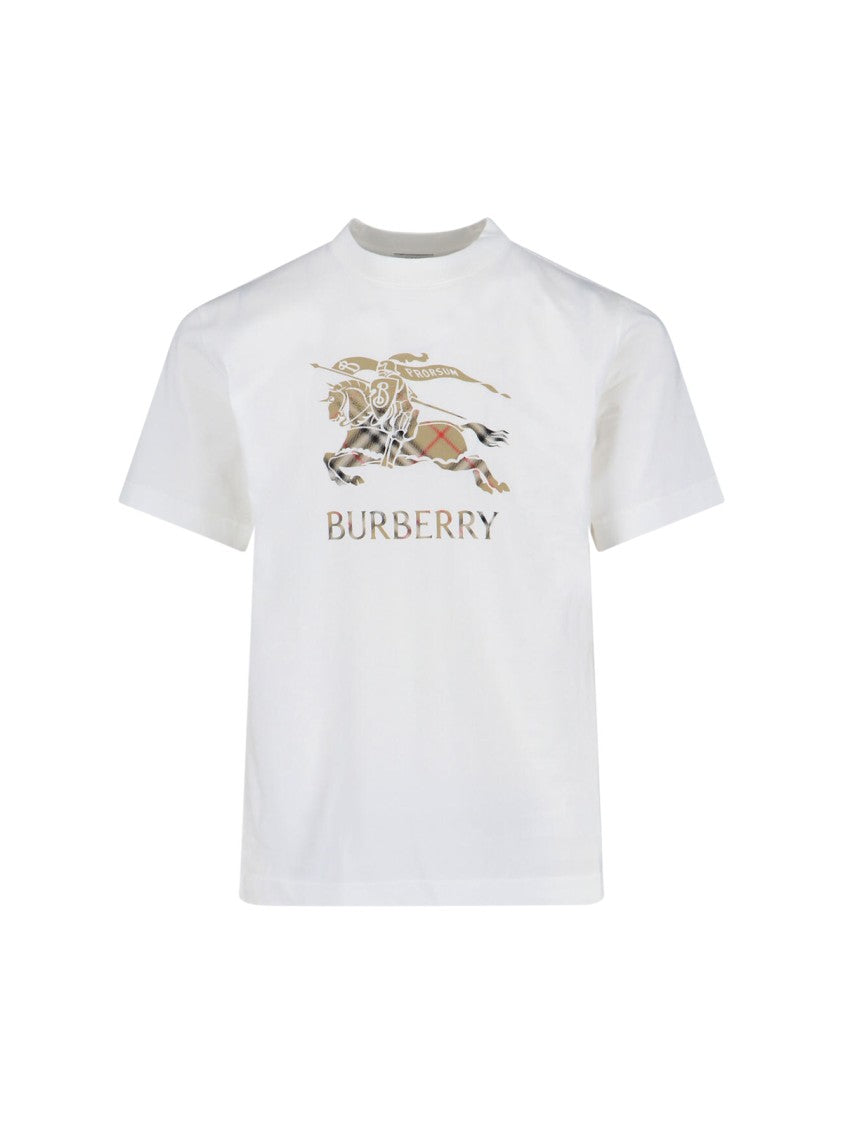 Burberry "Ekd" T-Shirt In White Cotton, Crew Neck