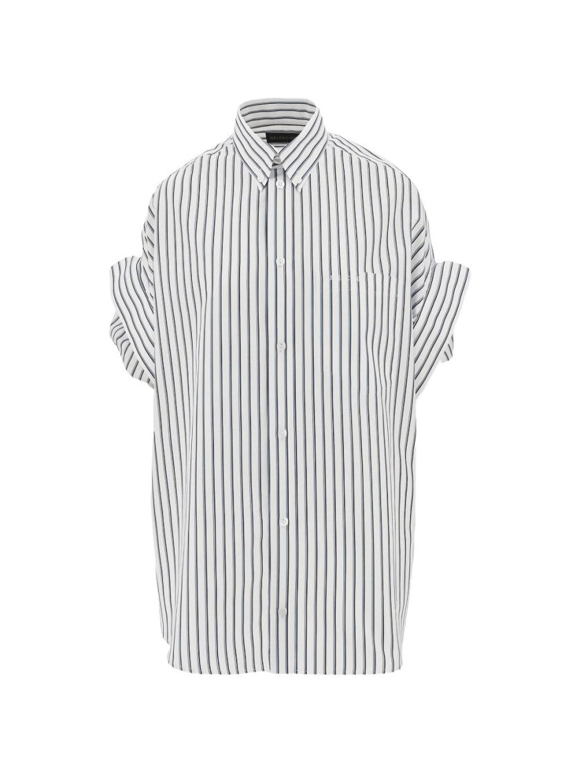 Balenciaga Short-Sleeved Striped Shirt Jacket
