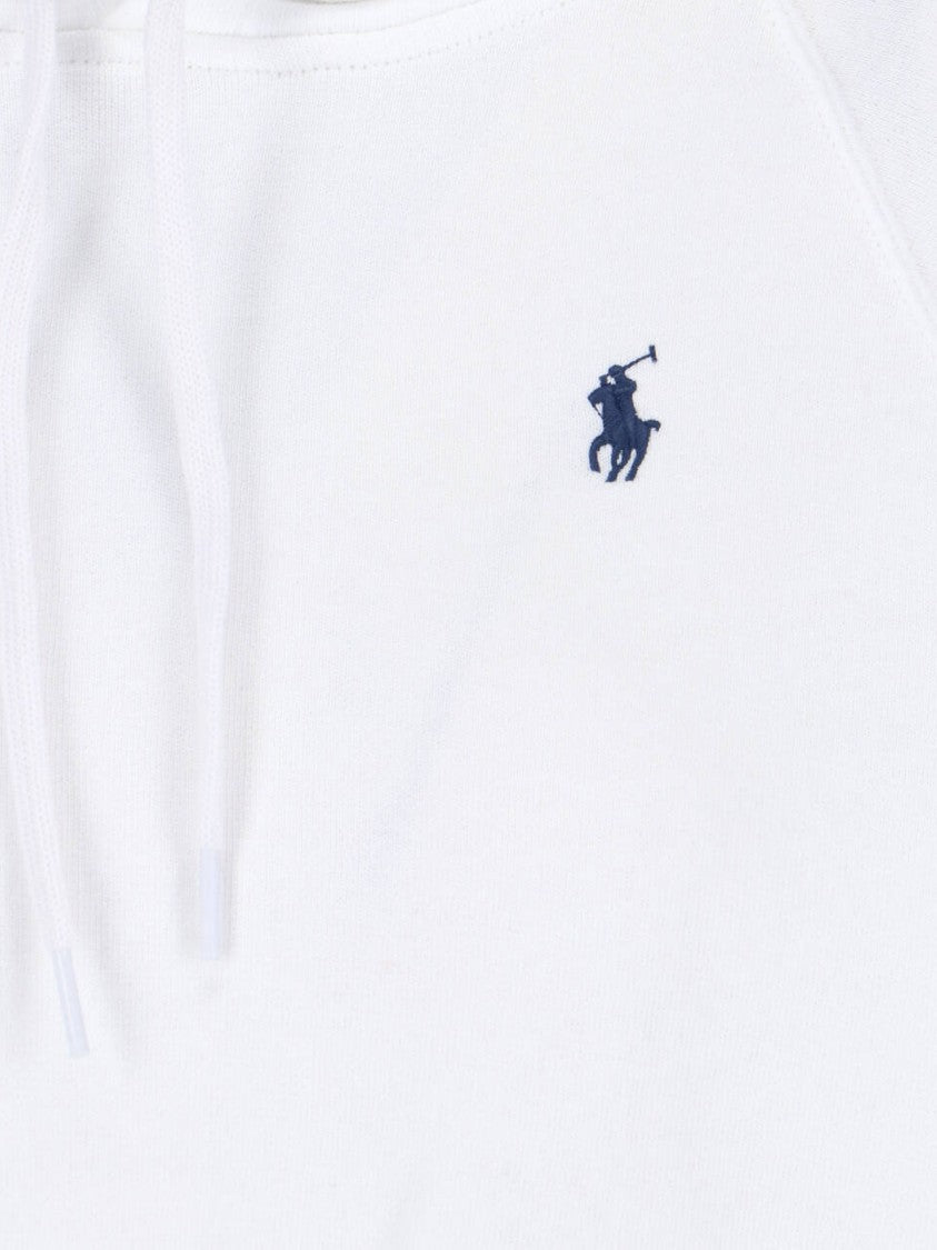 Polo Ralph Lauren White Embroidered Logo Cropped Hoodie
