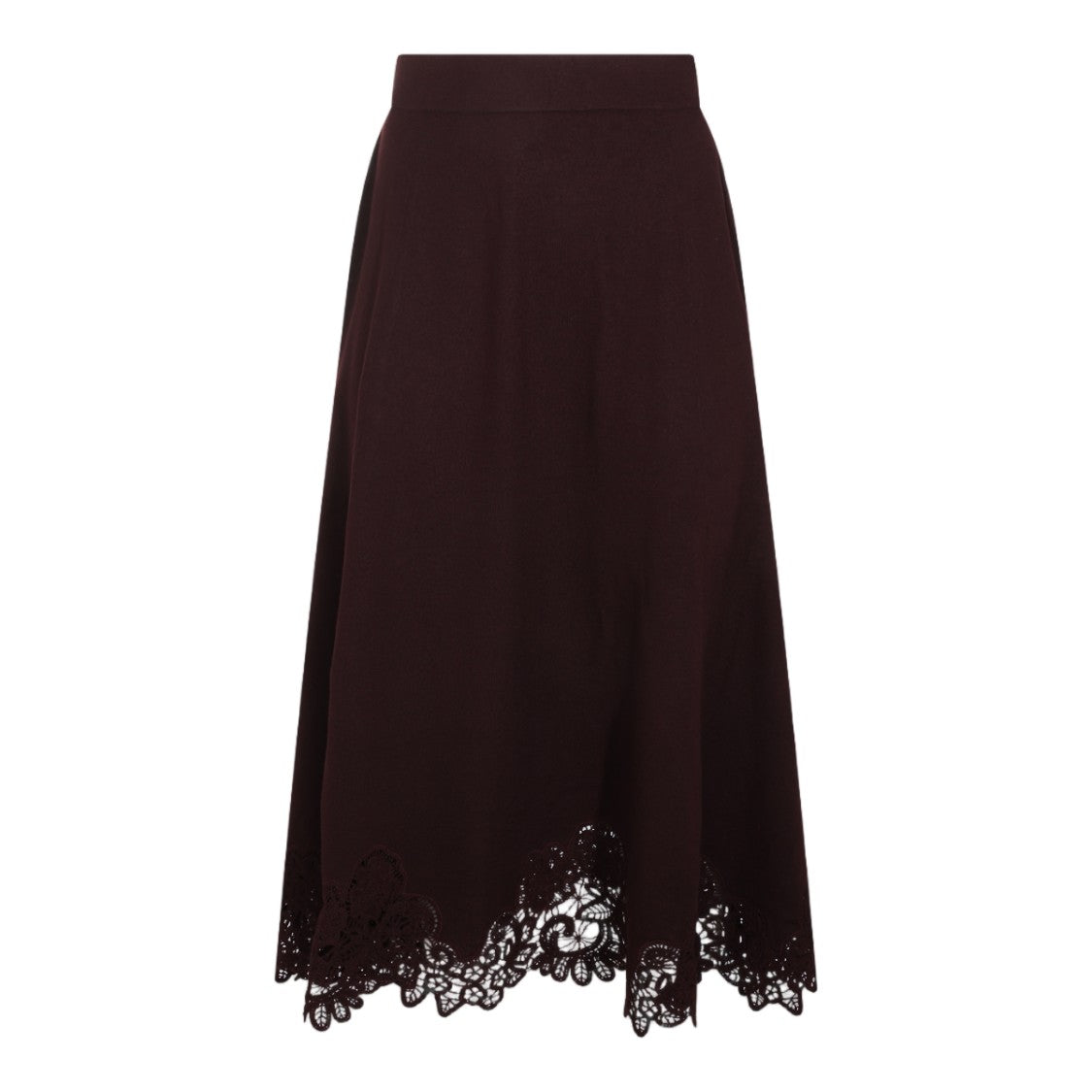 Zimmermann Fitted Waistband Lace Trim Midi Skirt