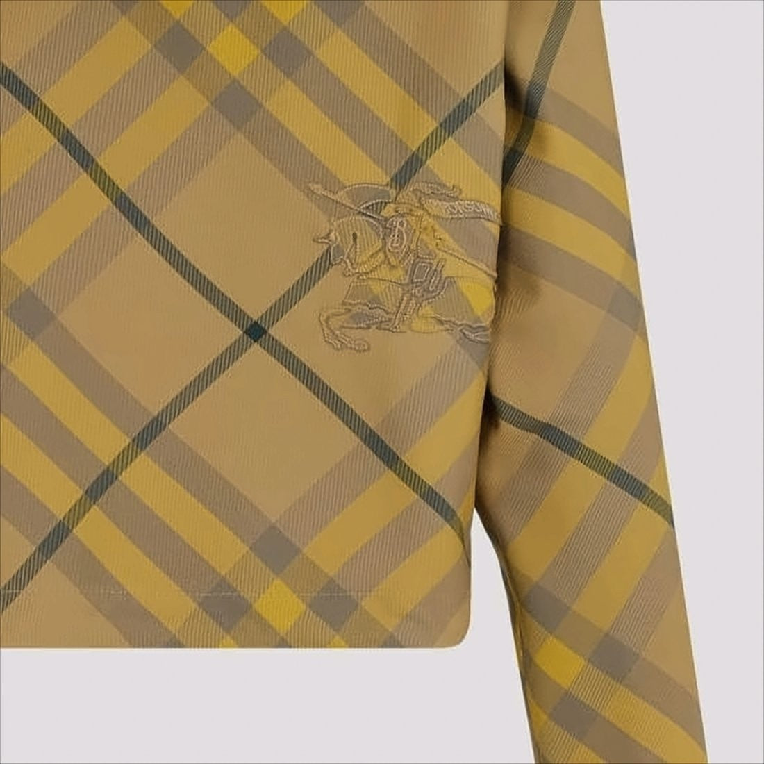 Burberry Cropped Plaid Jacket With Hood And Zipper Closure