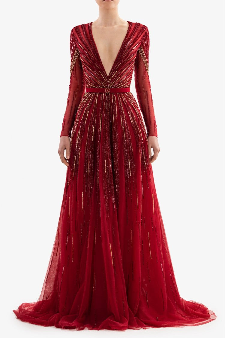 Saiid Kobeisy Embroidered Long Dress