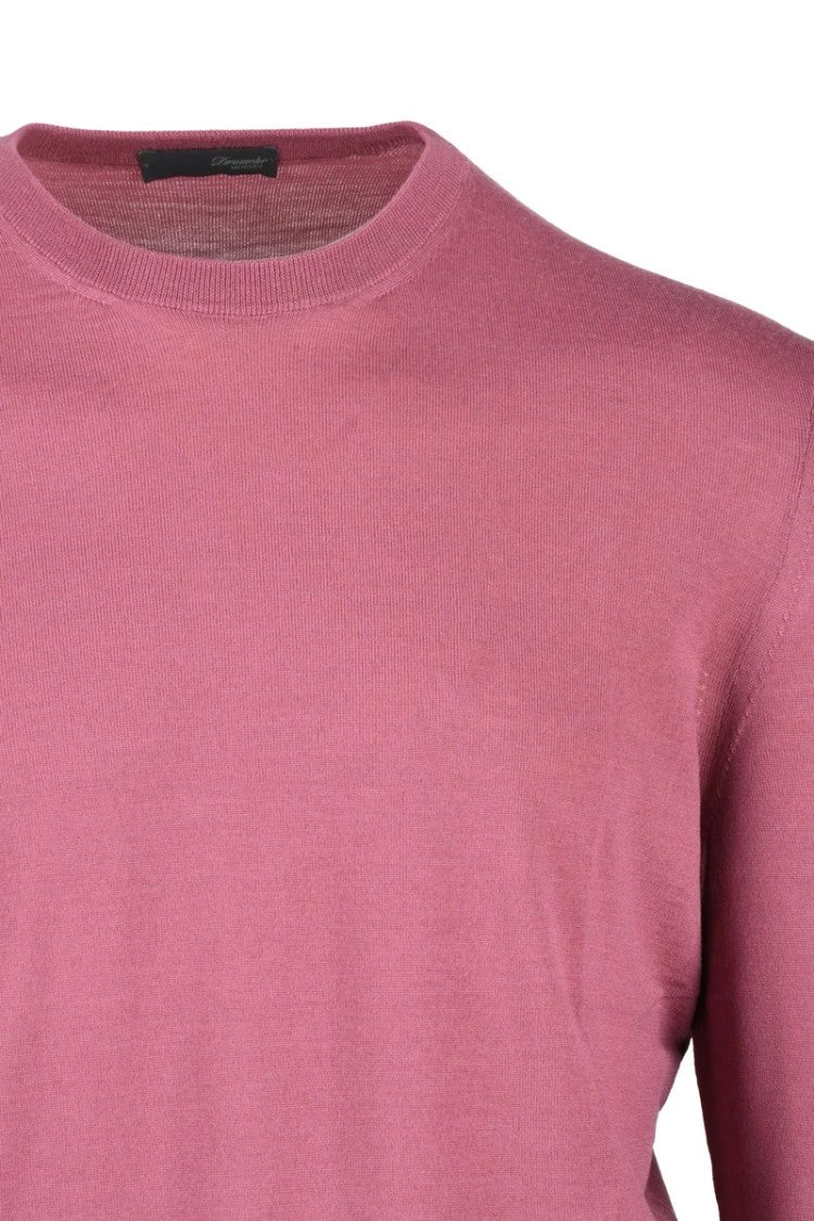 Drumohr Thin Merino Wool Crew Neck Pullover - Pink