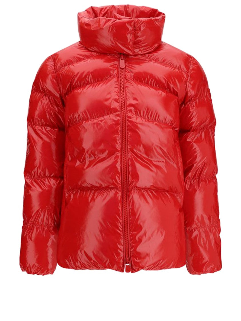 Pinko Red High Collar Quilted Nylon Down Jacket