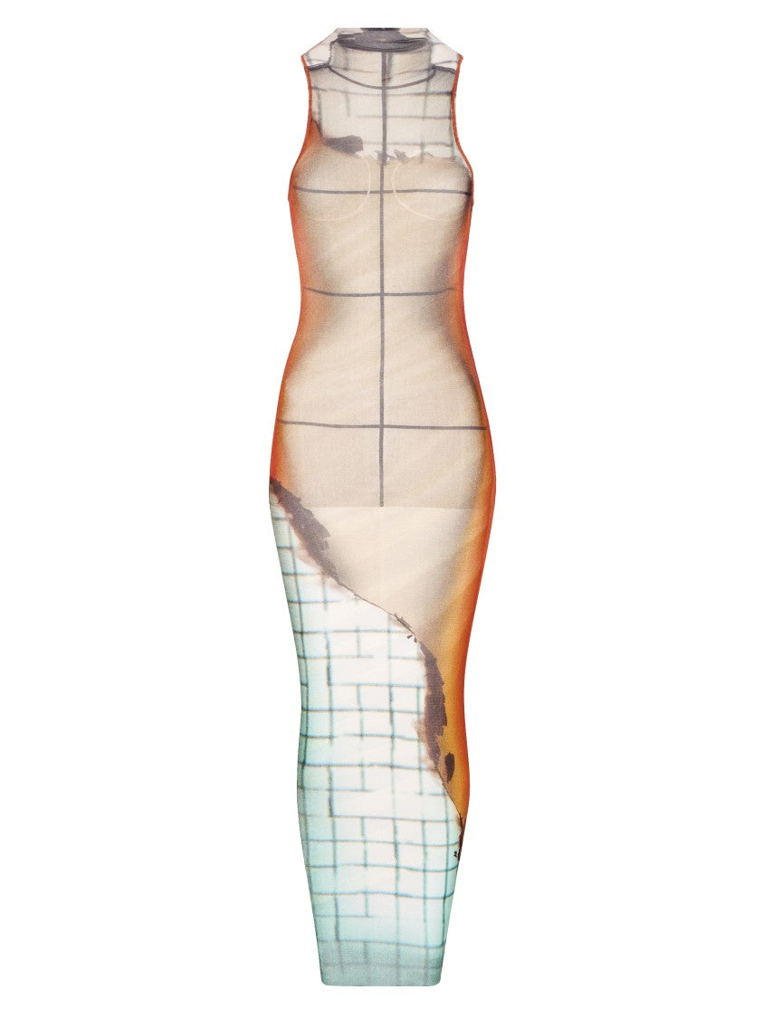 Jean Paul Gaultier Multicolor Mesh Long Dress