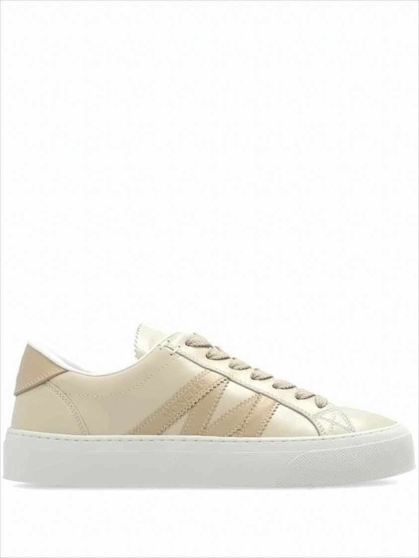 Moncler Smooth Calf Leather Low-Top Sneakers With Tonal Stripes