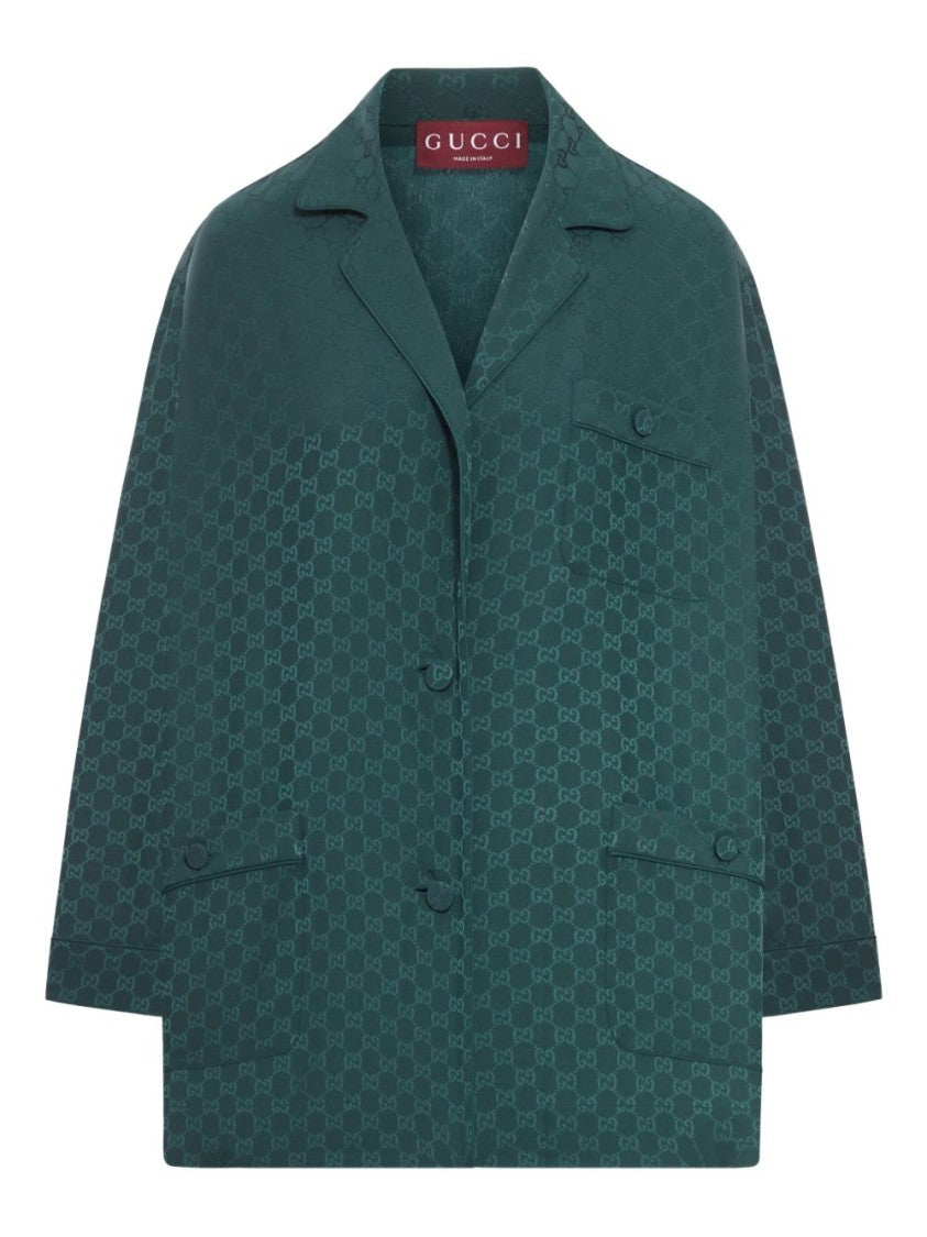 Gucci Monogram Pattern Silk Shirt