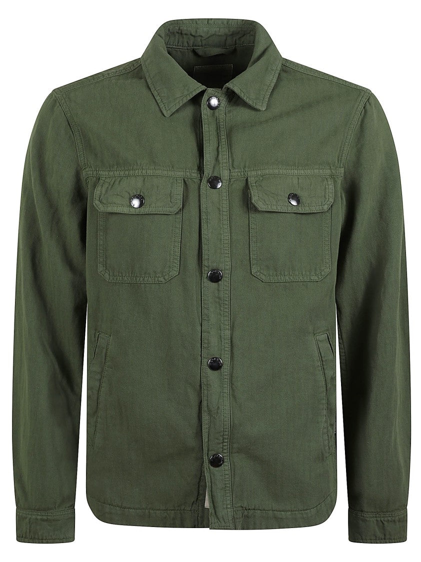 Woolrich Button-Up Cotton Overshirt With Two Chest Pockets