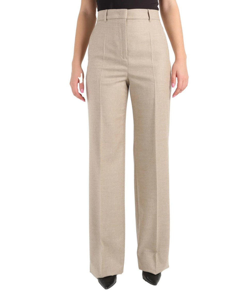 Max Mara Classic Beige Trousers With High Waist