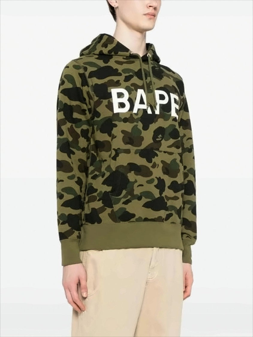 Bape Classic Camouflage Hoodie With Bold Lettering