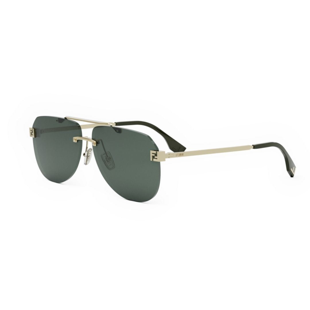 Fendi Fe40115u Rimless Minimalist Green Lens Sunglasses