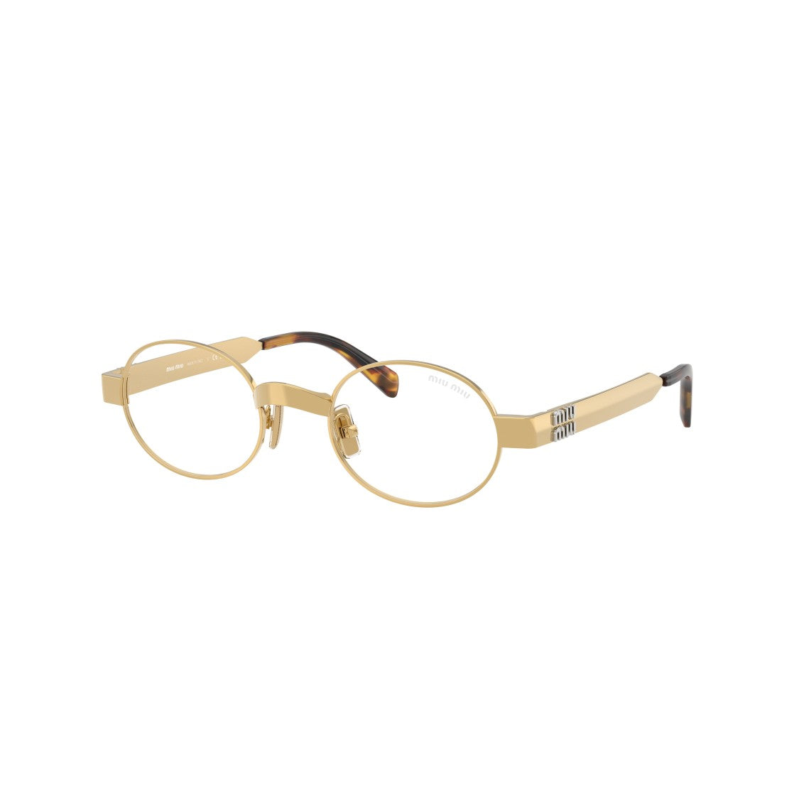 Miu Miu Oval Metal Sunglasses With Tortoiseshell Tips