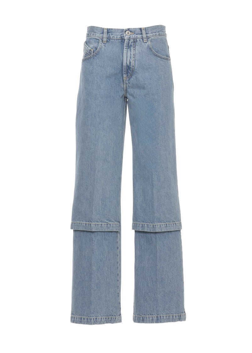 The Attico Blue Rear Embroidered Logo Palazzo Jeans