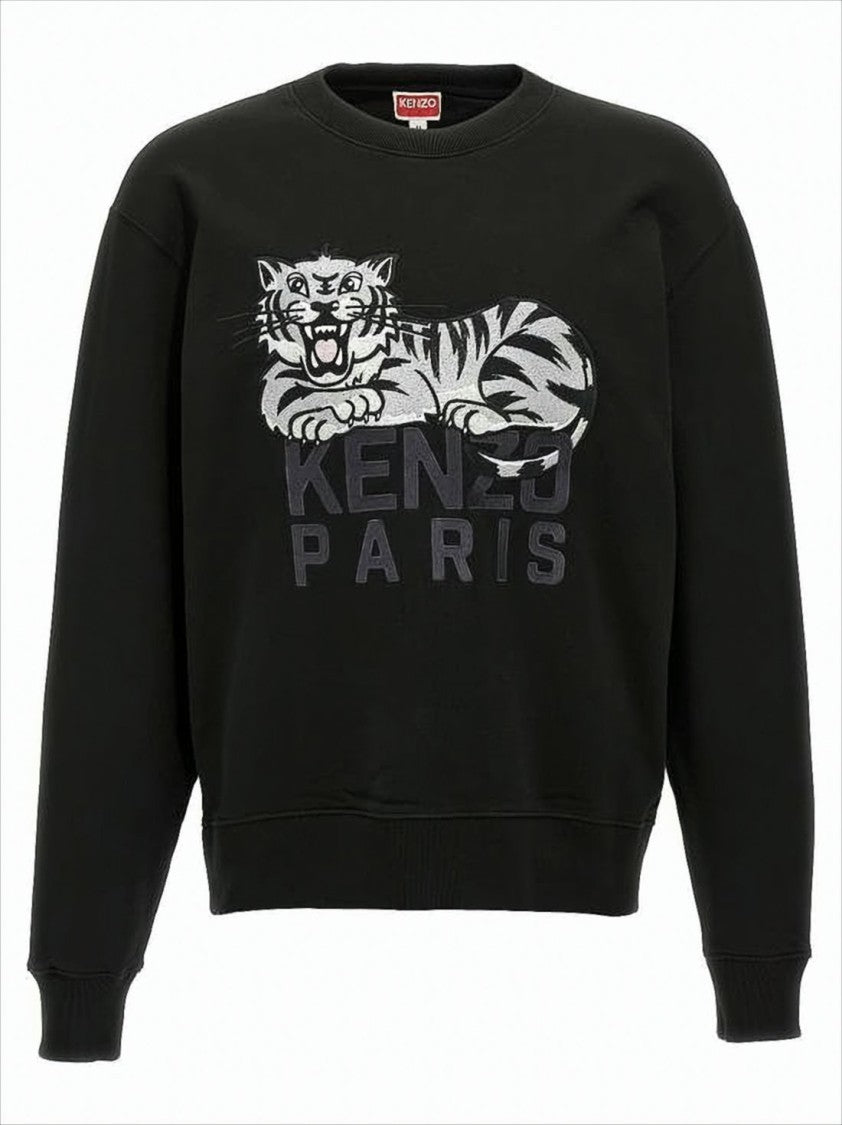 Kenzo Long-Sleeve Cotton Sweatshirt With Graphic Tiger Design