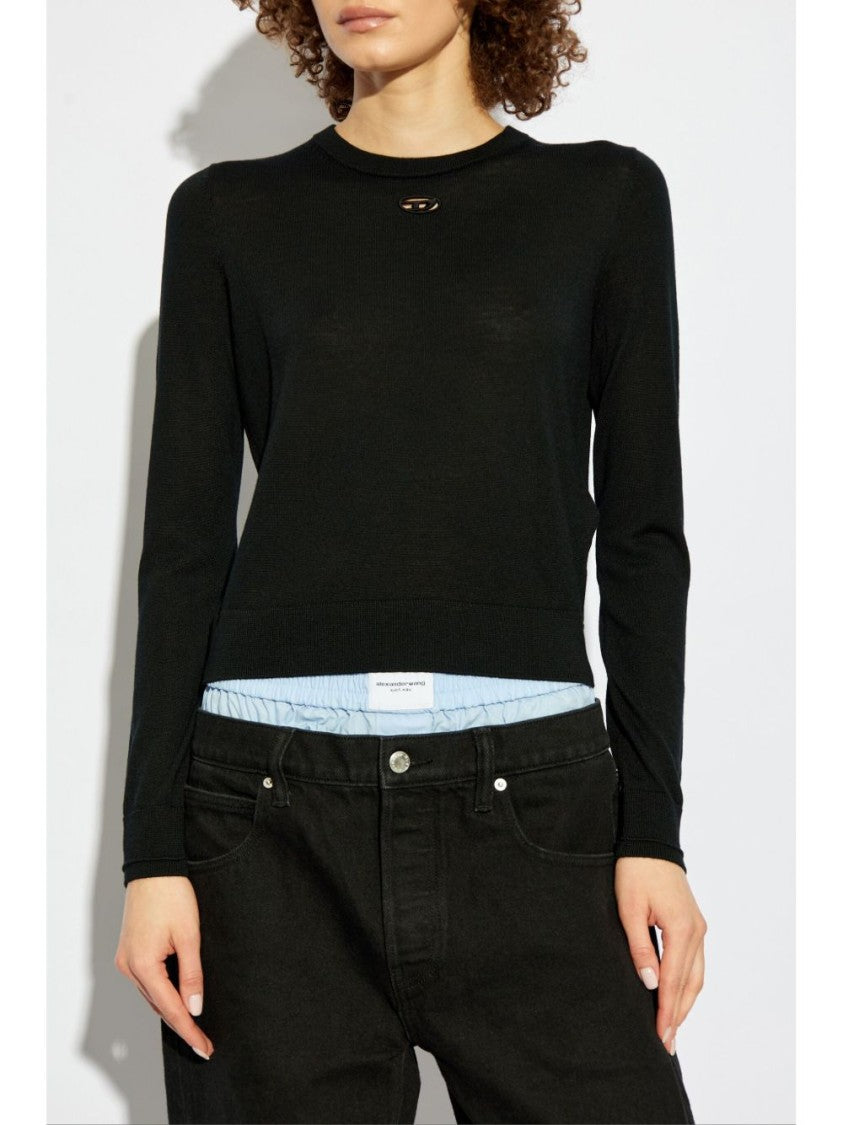 Diesel Black Cut Out Ribbed Logo Top