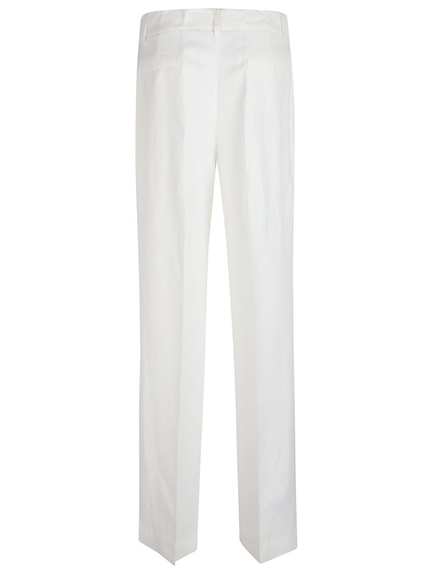 P.A.R.O.S.H. Raisa White Viscose Blend Straight Pants