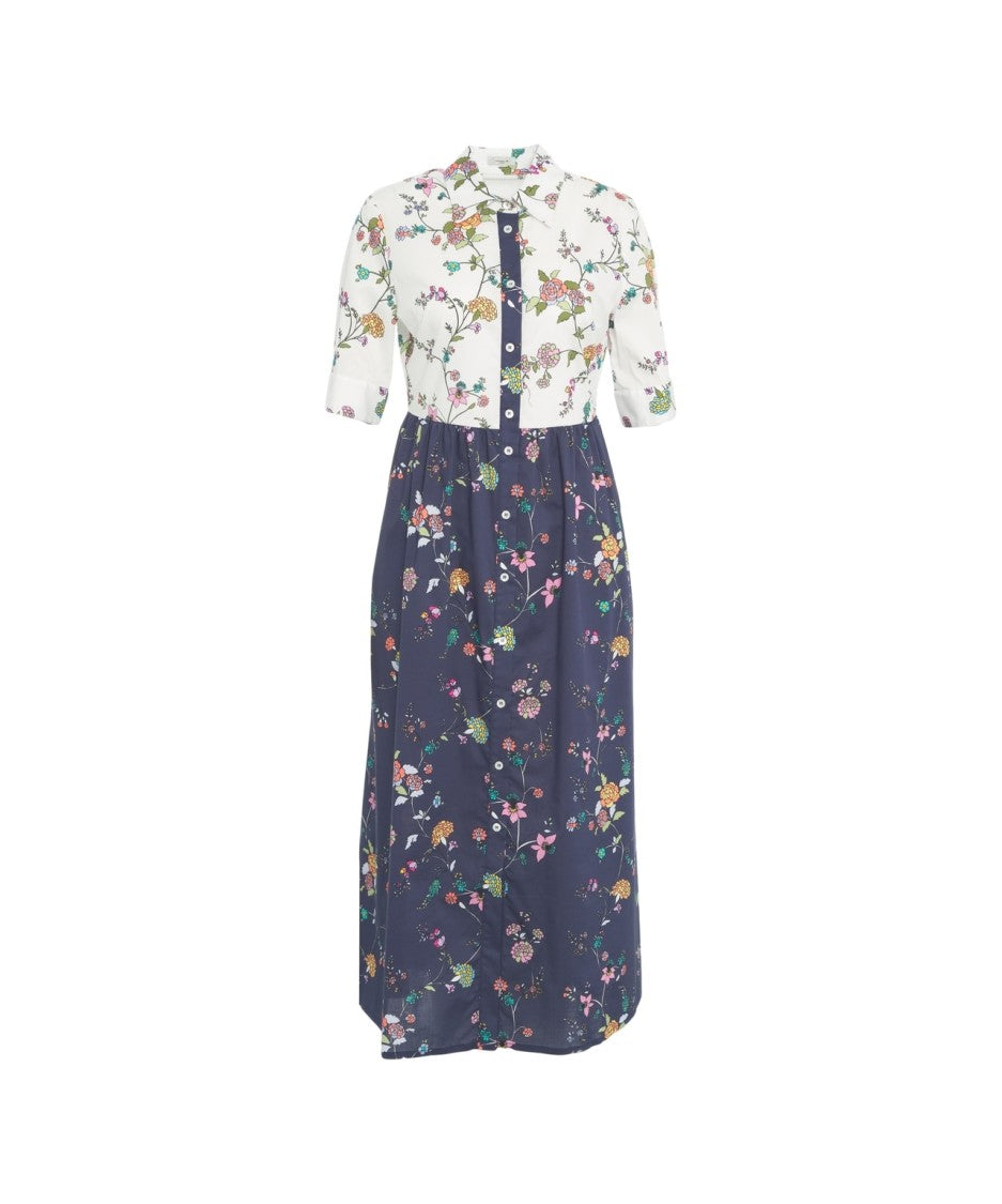 Himons Floral Print Chemisier Dress With Relaxed Fit