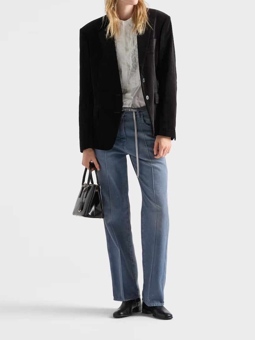 Prada Black Velvet Notched Lapel Blazer