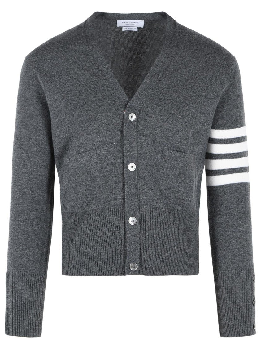 Thom Browne 'Classic 4 Bar' Grey Cashmere Cardigan